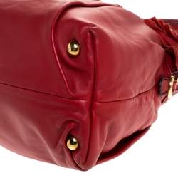 Pre Owned Valentino Red Leather Rose Detail Small Dome Satchel
