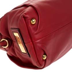 Pre Owned Valentino Red Leather Rose Detail Small Dome Satchel