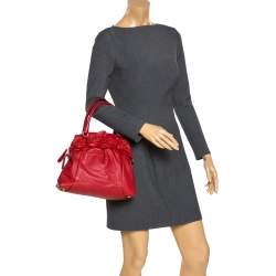 Pre Owned Valentino Red Leather Rose Detail Small Dome Satchel