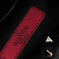 Pre Owned Valentino Black Leather Rockstud Drawstring Tote