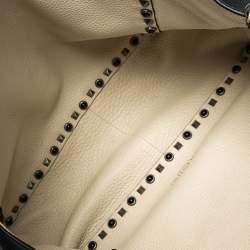 Pre Owned Valentino Black Leather Rockstud Reversible Tote