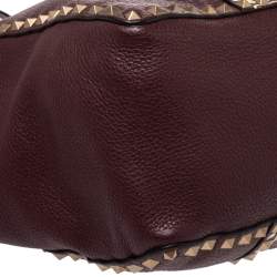 Pre Owned Valentino Burgundy Leather Tribal Rockstud Tote
