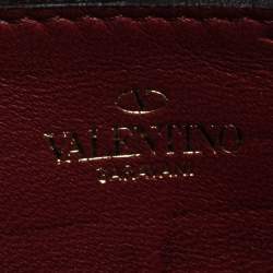 Pre Owned Valentino Black Quilted Leather Rockstud Spike Zip Around Wallet