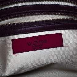 مملوكة مسبقًا حقيبة يد فالنتينو ترابيز روكستد صغيرة جلد عنابية