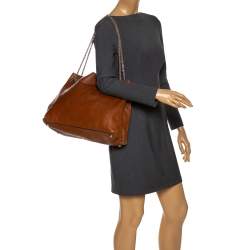 Pre Owned Valentino Brown Leather Chain Tote