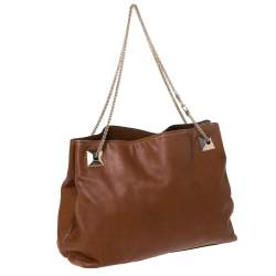 Pre Owned Valentino Brown Leather Chain Tote