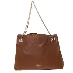 Pre Owned Valentino Brown Leather Chain Tote