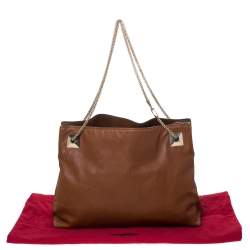 Pre Owned Valentino Brown Leather Chain Tote