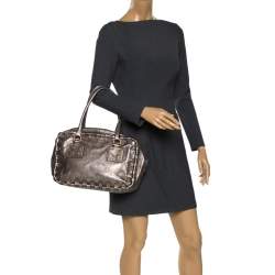 Valentino Metallic Leather Studded Satchel