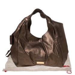 Pre Owned Valentino Metallic Gold Leather Nuage Bow Tote