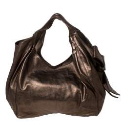 Pre Owned Valentino Metallic Gold Leather Nuage Bow Tote