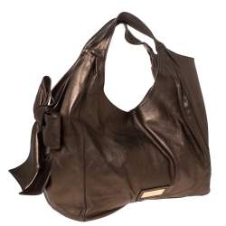 Pre Owned Valentino Metallic Gold Leather Nuage Bow Tote