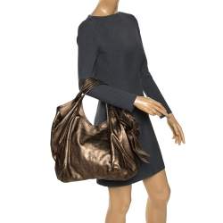 Pre Owned Valentino Metallic Gold Leather Nuage Bow Tote