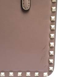 Pre Owned Valentino Pale Beige Leather Rockstud Frame Tote