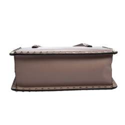 Pre Owned Valentino Pale Beige Leather Rockstud Frame Tote