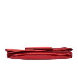 Pre Owned Valentino Red Satin Bow Clutch