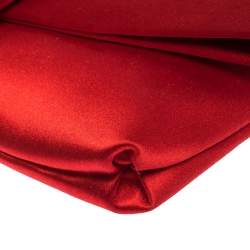 Pre Owned Valentino Red Satin Bow Clutch
