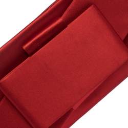 Pre Owned Valentino Red Satin Bow Clutch