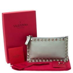 Pre Owned Valentino Lime Green Leather Rockstud Wallet