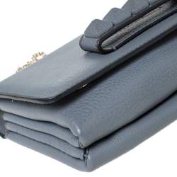 Pre Owned Valentino Grey Leather Va Va Voom Chain Shoulder Bag