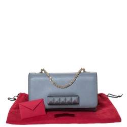 Pre Owned Valentino Grey Leather Va Va Voom Chain Shoulder Bag