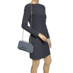 Pre Owned Valentino Grey Leather Va Va Voom Chain Shoulder Bag