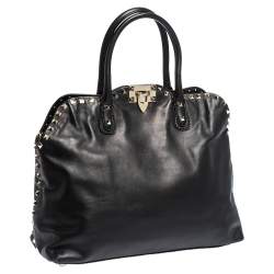 Pre Owned Valentino Black Leather Rockstud Satchel