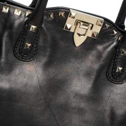 Pre Owned Valentino Black Leather Rockstud Satchel