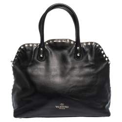 Pre Owned Valentino Black Leather Rockstud Satchel