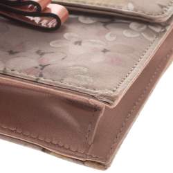 Pre Owned Valentino Multicolor Floral Print Fabric Studded Bow Wristlet Clutch