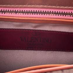 Pre Owned Valentino Multicolor Floral Print Fabric Studded Bow Wristlet Clutch