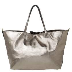 Pre Owned Valentino Metallic Gold Leather Petale Rose Tote