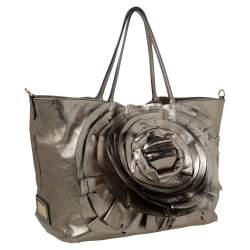 Pre Owned Valentino Metallic Gold Leather Petale Rose Tote