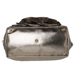 Pre Owned Valentino Metallic Gold Leather Petale Rose Tote