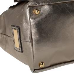 Pre Owned Valentino Metallic Gold Leather Petale Rose Tote