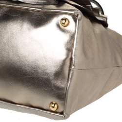 Pre Owned Valentino Metallic Gold Leather Petale Rose Tote