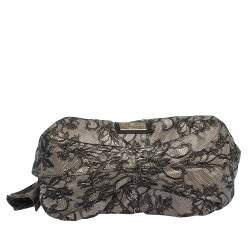 Pre Owned Valentino Black/Beige Lace Large Nuage Bow Hobo