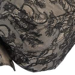 Pre Owned Valentino Black/Beige Lace Large Nuage Bow Hobo