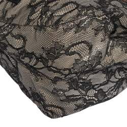 Pre Owned Valentino Black/Beige Lace Large Nuage Bow Hobo