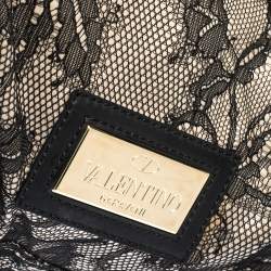 Pre Owned Valentino Black/Beige Lace Large Nuage Bow Hobo