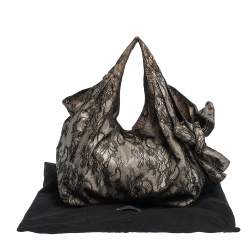 Pre Owned Valentino Black/Beige Lace Large Nuage Bow Hobo