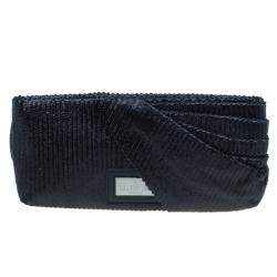 Pre Owned Valentino Black Pleated Oversized Bow Clutch Bag