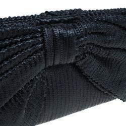 Pre Owned Valentino Black Pleated Oversized Bow Clutch Bag