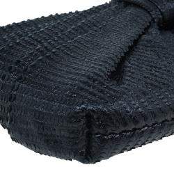 Pre Owned Valentino Black Pleated Oversized Bow Clutch Bag