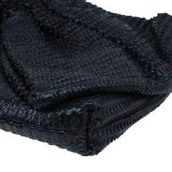 Pre Owned Valentino Black Pleated Oversized Bow Clutch Bag