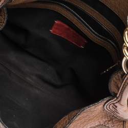 Pre Owned Valentino Brown Leather Crystal-Embellished Catch Shoulder Bag