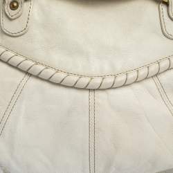 Valentino White Leather Braided Handle Hobo