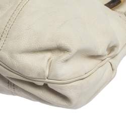 Valentino White Leather Braided Handle Hobo