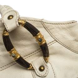 Valentino White Leather Braided Handle Hobo