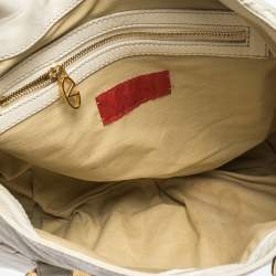 Valentino White Leather Braided Handle Hobo